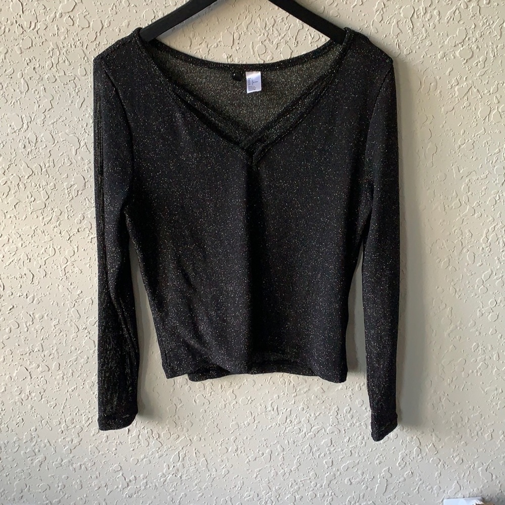 H&M glitter long sleeve blouse